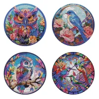 4 x Premium Diamond Painting Dining Mats – Curious Owls and Gentle Birds