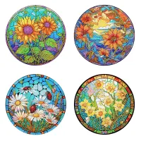 4 x Premium Diamond Painting Dining Mats – Joyful Flowers