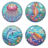 4 x Premium Diamond Painting Dining Mats – Stunning Seaworld