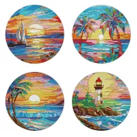 4 x Premium Diamond Painting Dining Mats – Breathtaking Sunset