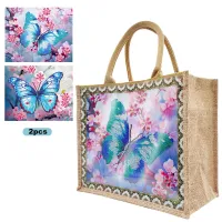 Handcrafted Diamond Painting Tote Bag – Cheerful Butterly & Flowers