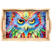 Handcrafted Wooden Serving Tray – Colorful Owl