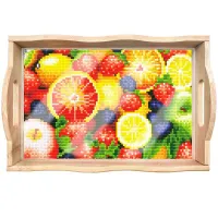 Handcrafted Wooden Serving Tray – Brightly Colored Fruit