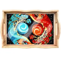Handcrafted Wooden Serving Tray – Ying & Yang Fish