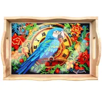Handcrafted Wooden Serving Tray – Floral Clock