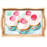 Handcrafted Wooden Serving Tray – Rose Cupcakes