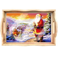 Handcrafted Wooden Serving Tray – Santa Claus Visiting