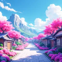Sakura Village - 80cmx80cm (31.5"x31.5") – Image 2
