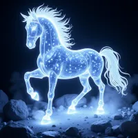 Celestial Steed: Neon Blue Horse – Image 1