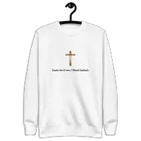Under the Cross, I Stand Catholic - Unisex Premium Sweatshirt – Image 11