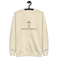 Under the Cross, I Stand Catholic - Unisex Premium Sweatshirt – Image 5