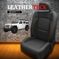 2024-2026 Jeep Wrangler JL Sport/Sahara/Willys/Rubicon Katzkin Leather Seat Cover Upholstery Kit – Black with Mayan Gold Stitch – Image 1