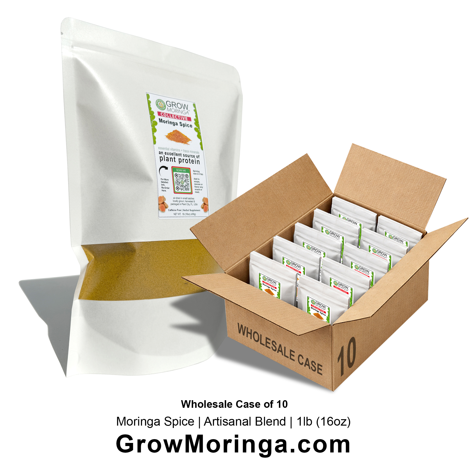 USA Moringa Spice | Artisanal Herbal Blend | Wholesale Case – 1lb (16oz)
