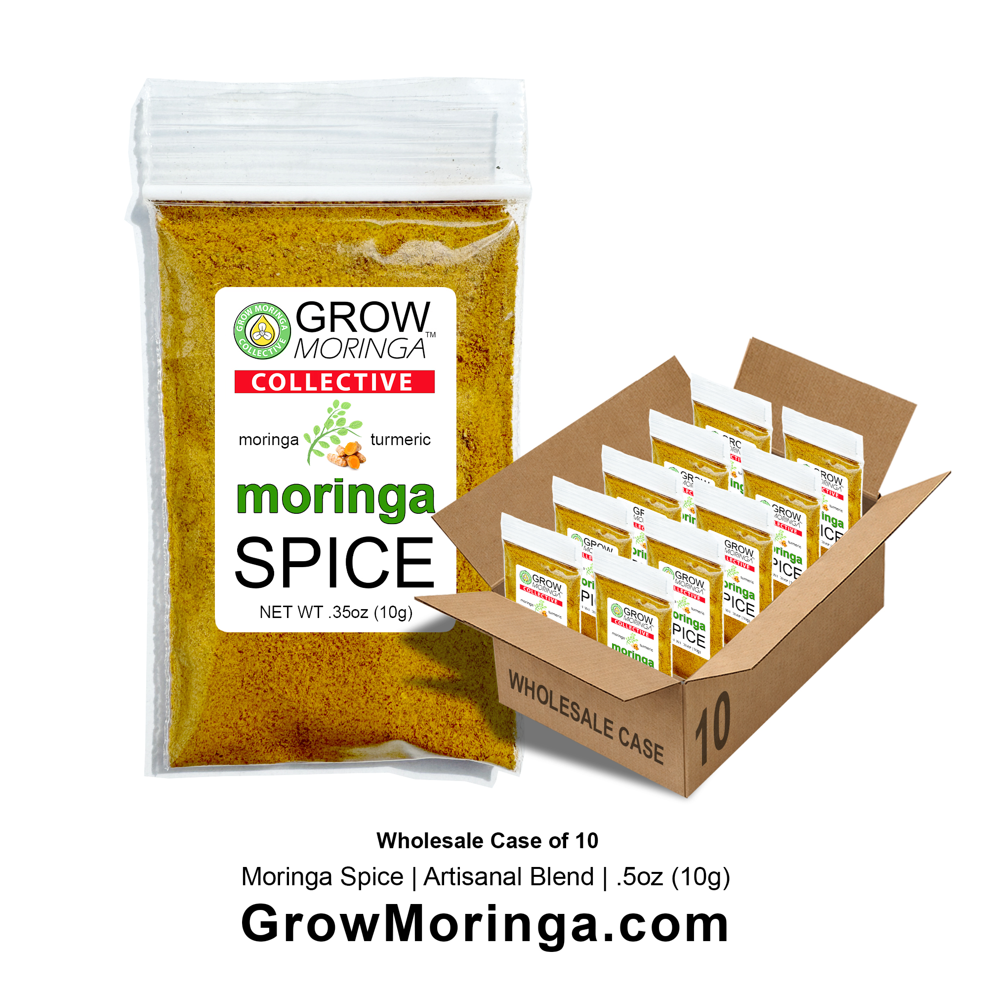 USA Moringa Spice | Artisanal Herbal Blend | Wholesale Case – .5oz (10g)