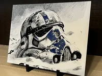 Stormtrooper Helmet Battle Worn 3D Printed Art – Blue – Image 3