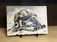 Stormtrooper Helmet Battle Worn 3D Printed Art – Blue – Image 1