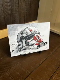 Stormtrooper Helmet Battle Worn 3D Printed Art – Red – Image 3