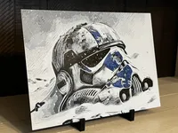 Stormtrooper Helmet Battle Worn 3D Printed Art – Blue – Image 2