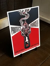 "Protect Yourself" Revolver 3D Printed Wall Art – Image 3