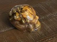 Bullet Casing Resin Skull – Gold & Bronze, 3" – Image 2