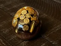 Bullet Casing Resin Skull – Gold & Bronze, 3" – Image 3