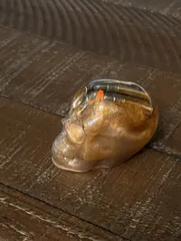 Bullet Casing Resin Skull – Blue & Gold, Mini – Image 3