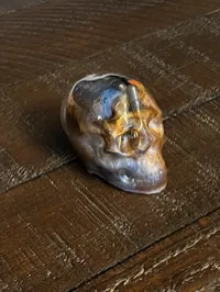 Bullet Casing Resin Skull – Blue & Gold, Mini – Image 1