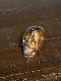 Bullet Casing Resin Skull – Blue & Gold, Mini – Image 2