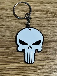 Punisher Keychain 2" Marvel Superhero Skull White Key Fob | Comic Book – Image 1