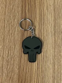 Punisher-Inspired Skull Keychain – 2" OD Green – Image 1
