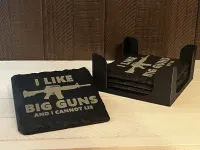 I Like Big Guns Funny Gun Collector Slate Coaster Bourbon Whiskey – Image 1