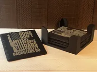 Dad Pretty Daughters Gun Slate Coaster – Gun Collector Gift (Single or Set of 4) – Image 1