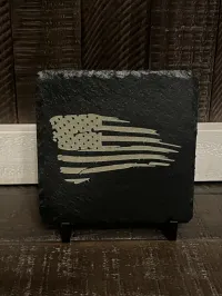 American Flag Waving Gun Collector Slate Coaster Bourbon Whiskey – Image 2