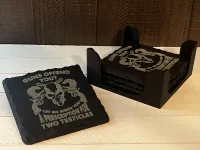 Guns Offend Prescription Funny Gun Collector Slate Coaster Bourbon Whiskey – Image 1