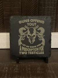 Guns Offend Prescription Funny Gun Collector Slate Coaster Bourbon Whiskey – Image 2