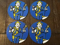 Vault Boy Coaster Set of 4 with Holder – 3D Printed – Image 1