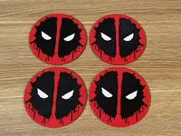 Deadpool Coaster Set of 4 with Holder – 3D Printed – Image 1
