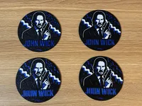 John Wick Blue Coaster Set of 4 with Holder – 3D Printed – Image 1