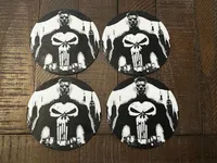 Punisher Comic Coaster Set of 4 with Holder – 3D Printed – Image 1