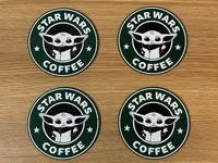 Baby Yoda Coffee Coaster Set of 4 with Free Holder – 3D Printed – Image 1