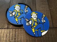 Vault Boy Coaster Set of 4 with Holder – 3D Printed – Image 2