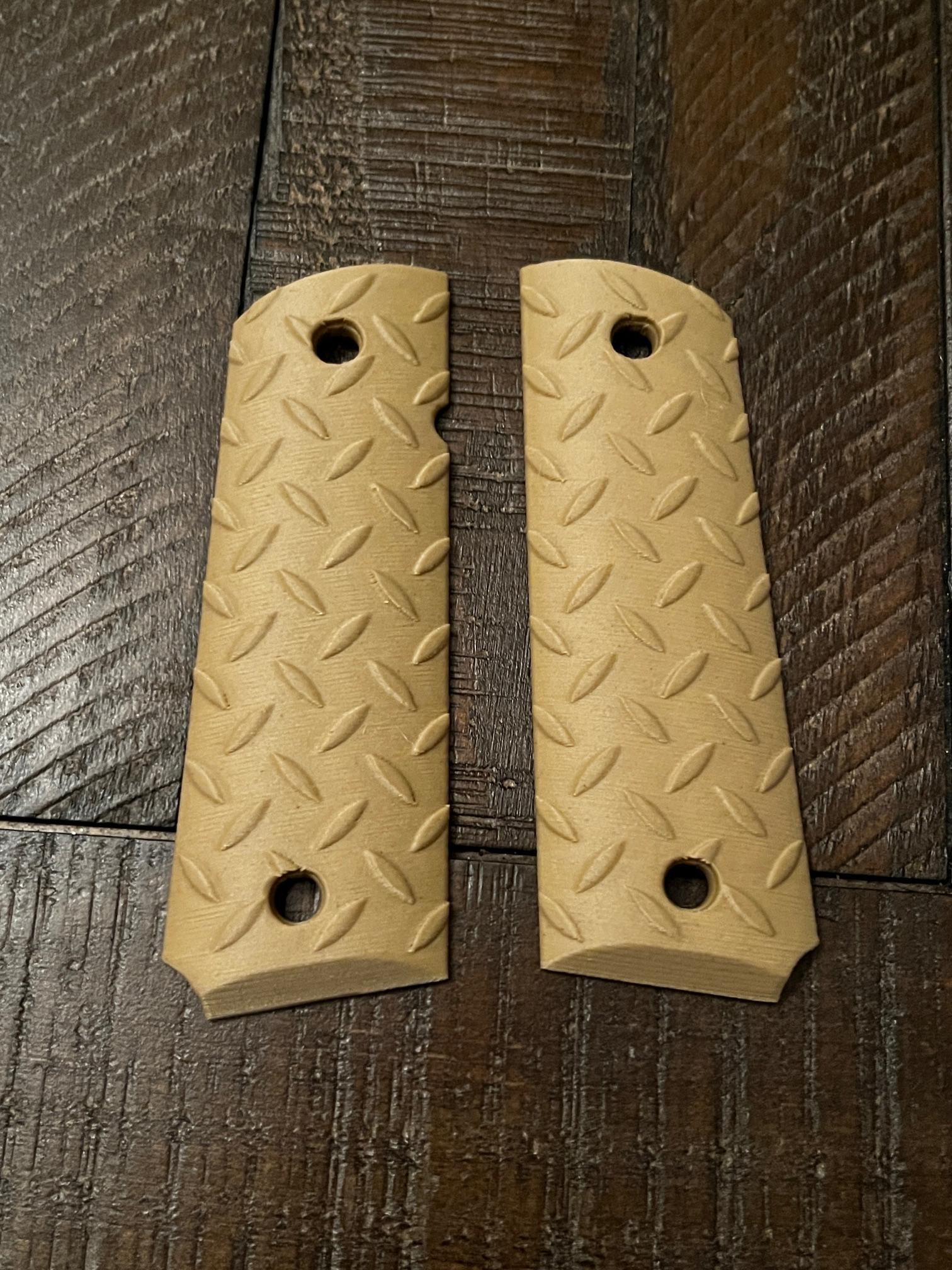 FDE Sand Diamond Tread 1911 Pistol Grips Kimber Colt Rock Island Springfield – Image 3