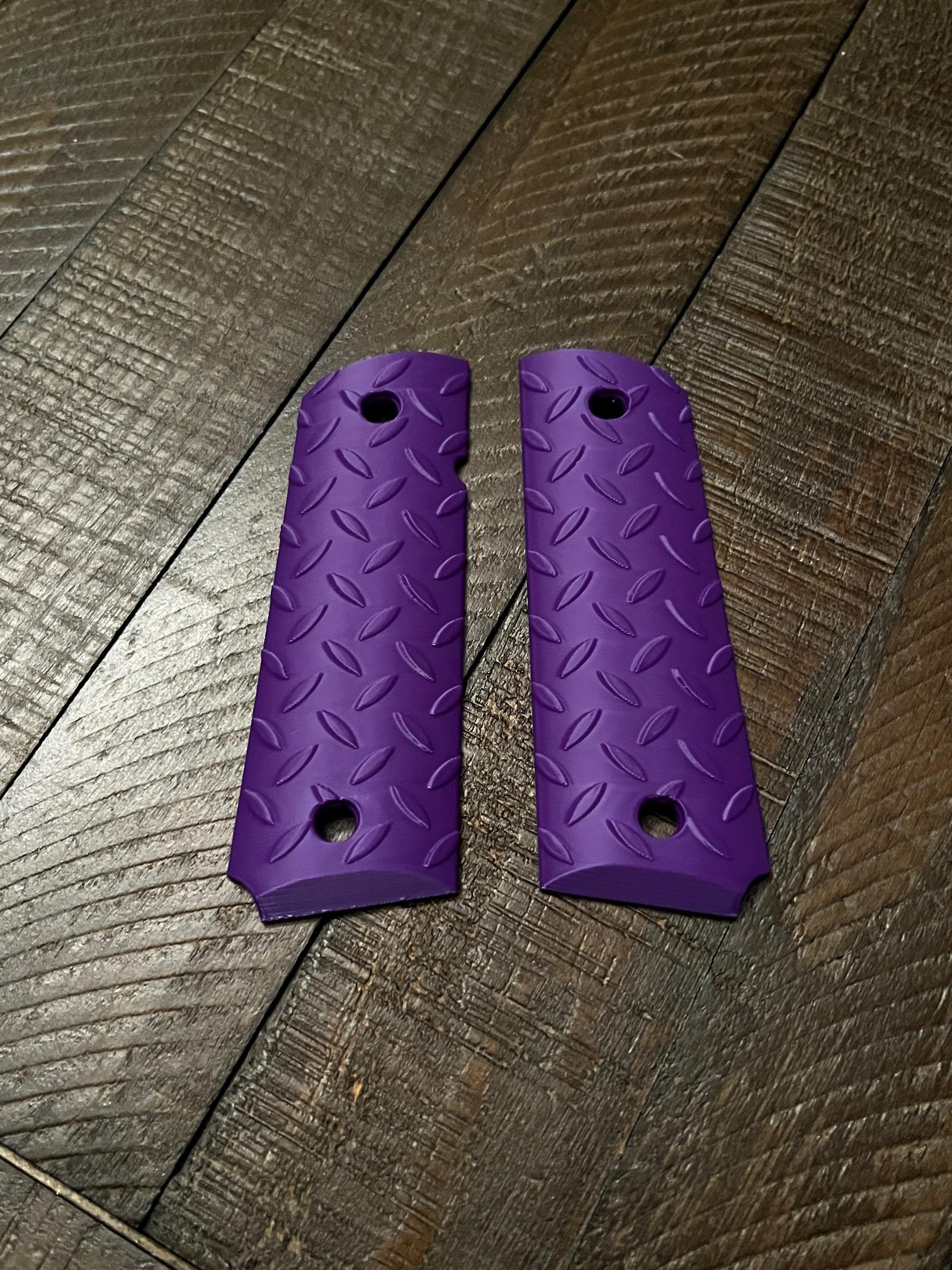 Purple Diamond Tread 1911 Pistol Grips Kimber Colt Rock Island Springfield – Image 3