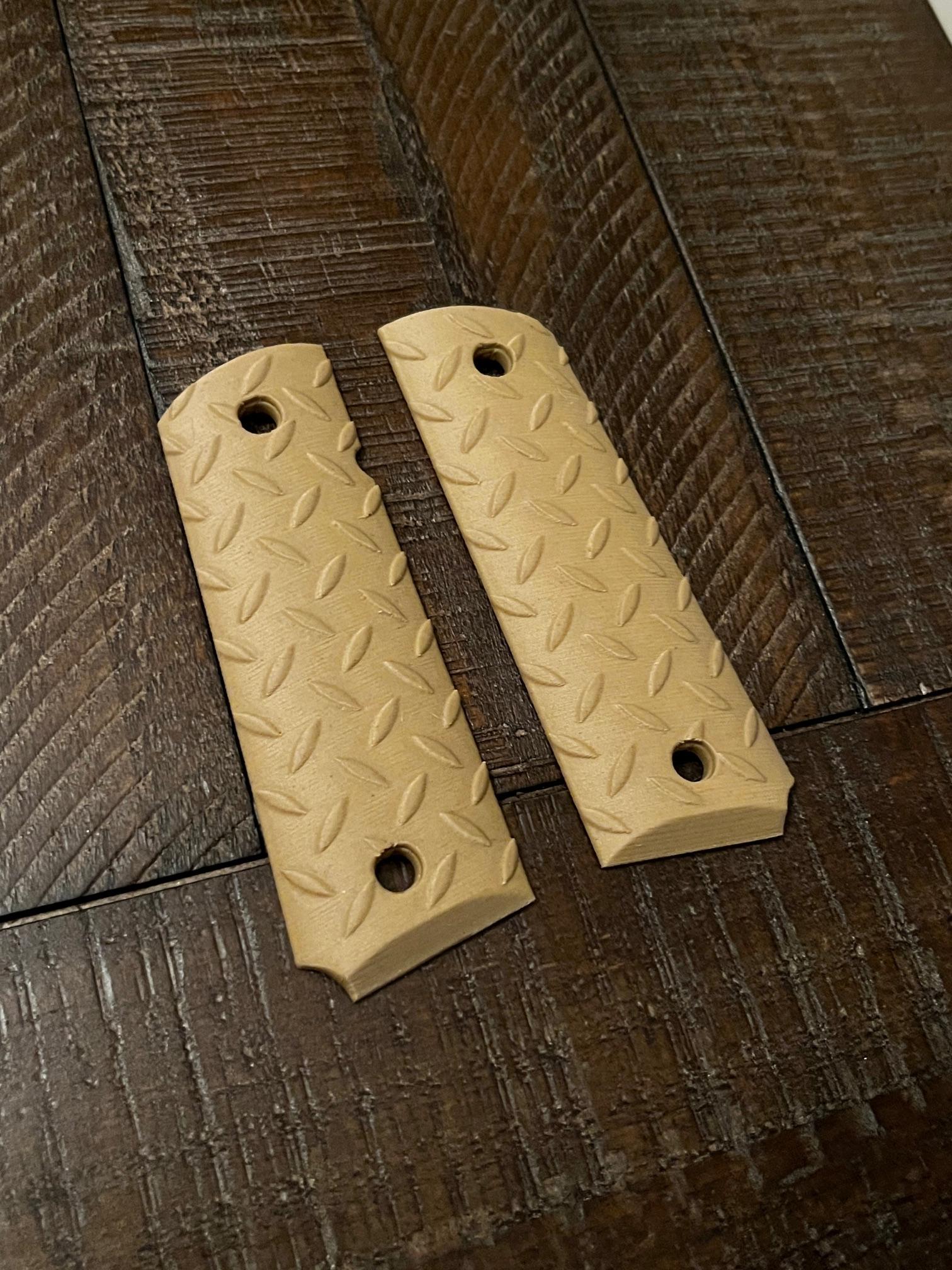 FDE Sand Diamond Tread 1911 Pistol Grips Kimber Colt Rock Island Springfield – Image 2