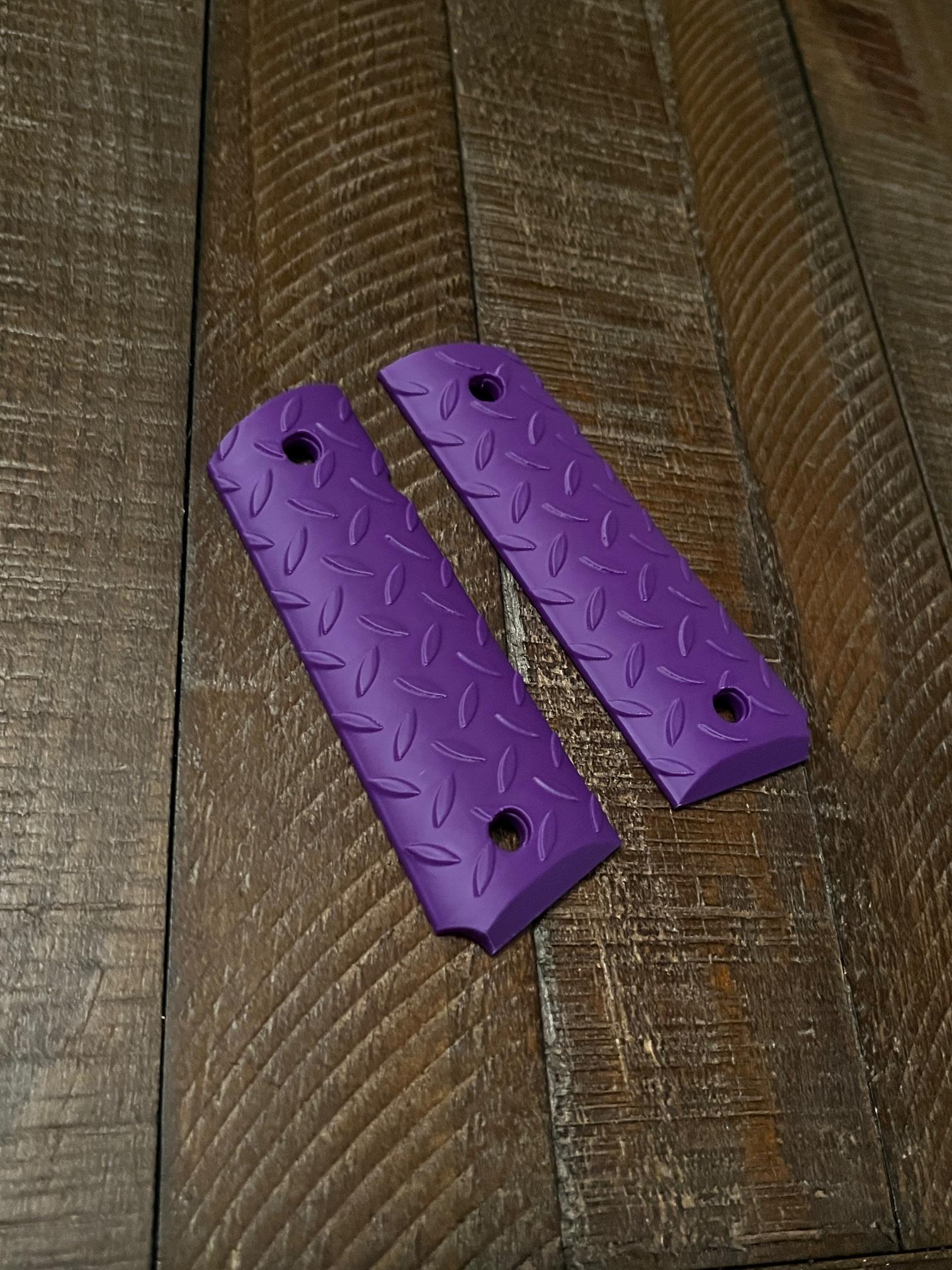 Purple Diamond Tread 1911 Pistol Grips Kimber Colt Rock Island Springfield – Image 2