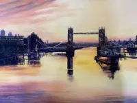 Thames Shimmer Original Soft Pastel Painting – Image 1