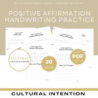 Positive Affirmation Handwriting Practice | Mindfulness Tracing Worksheets | Printable Self-Esteem & Kids Confidence Builder – Image 1
