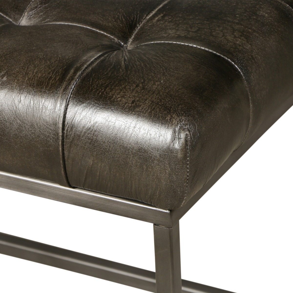Leather Tufted Bench – Image 4
