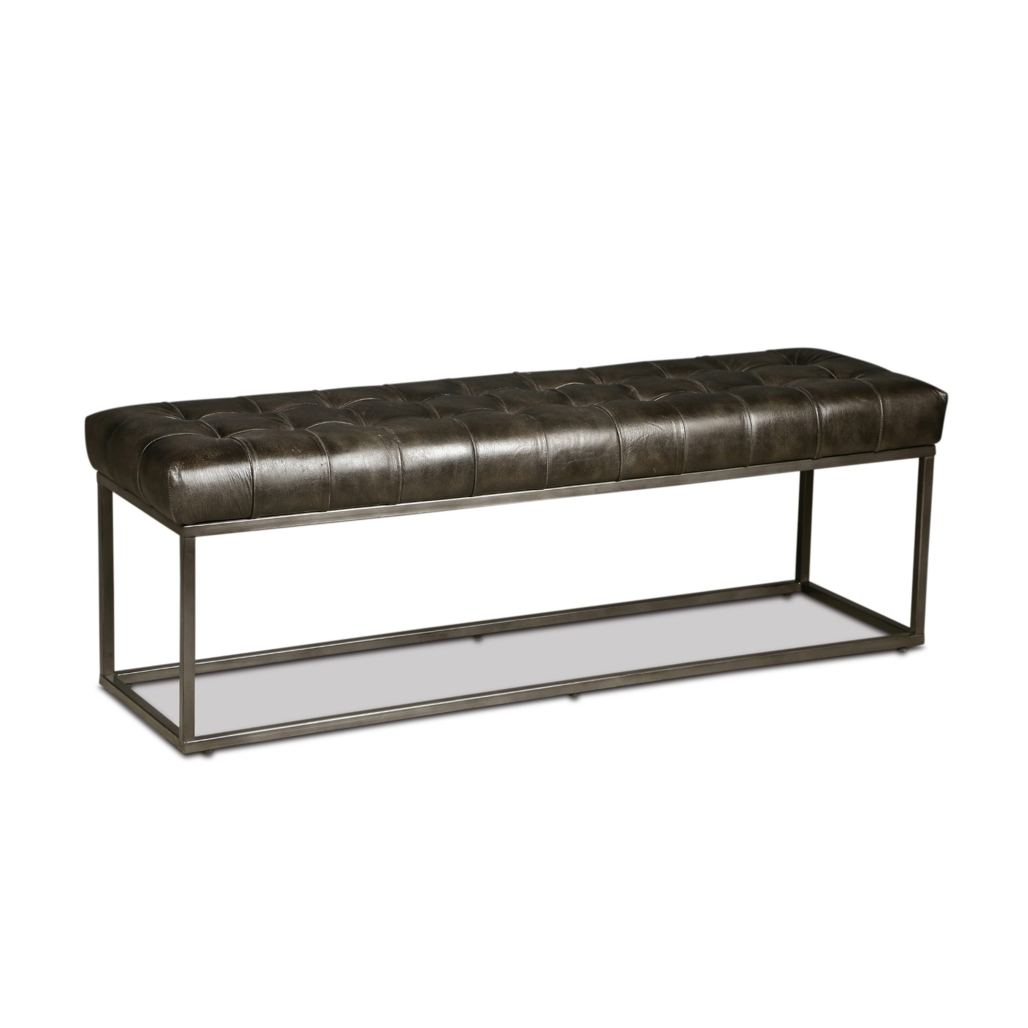 Leather Tufted Bench – Image 2