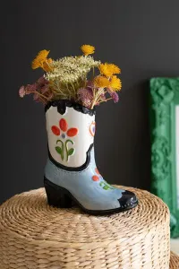 Hand-Painted Cowboy Boot Vase – Image 1